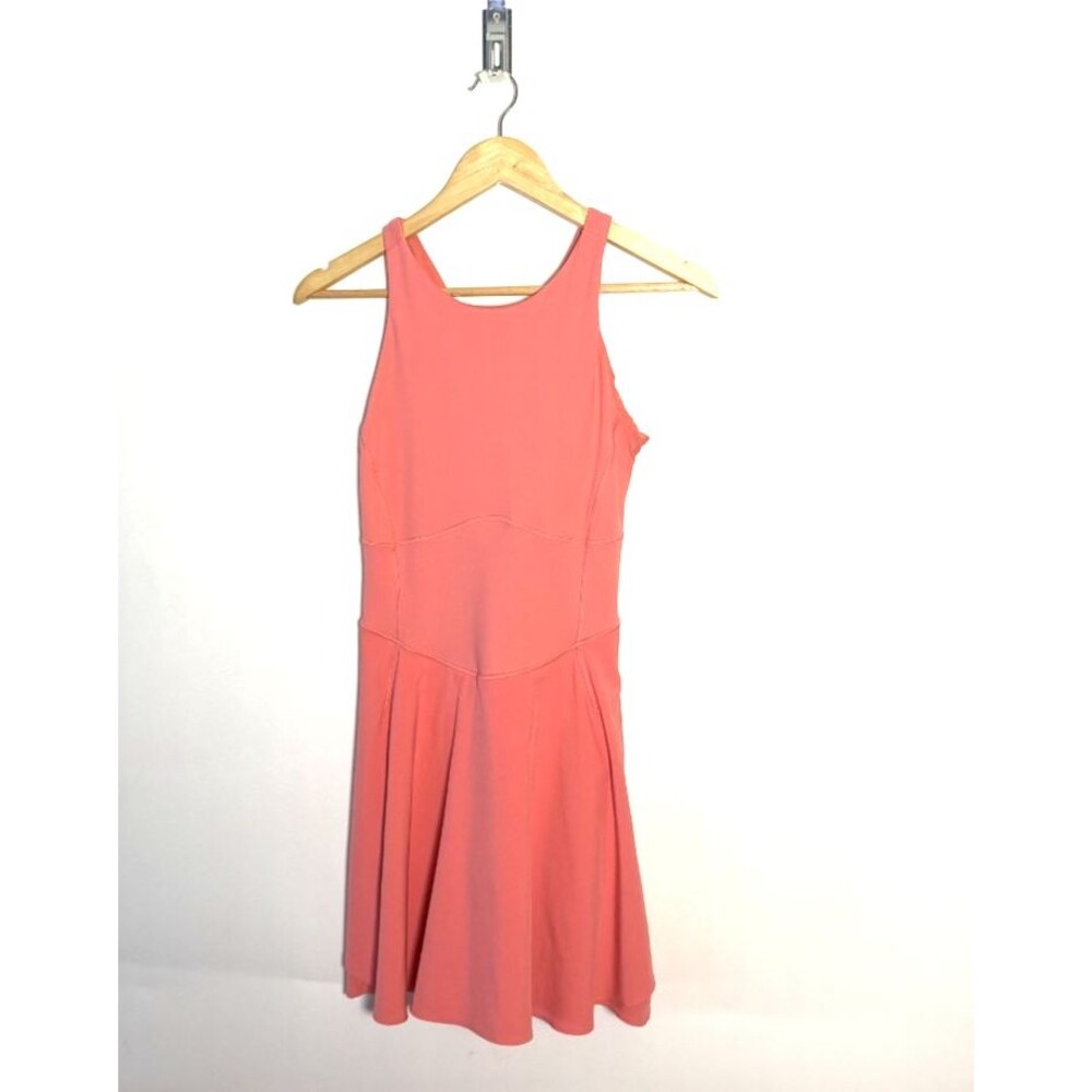 Lululemon Court Crush Tennis Dress Womens 8 Coral  Criss Cross Back Bra Nulu